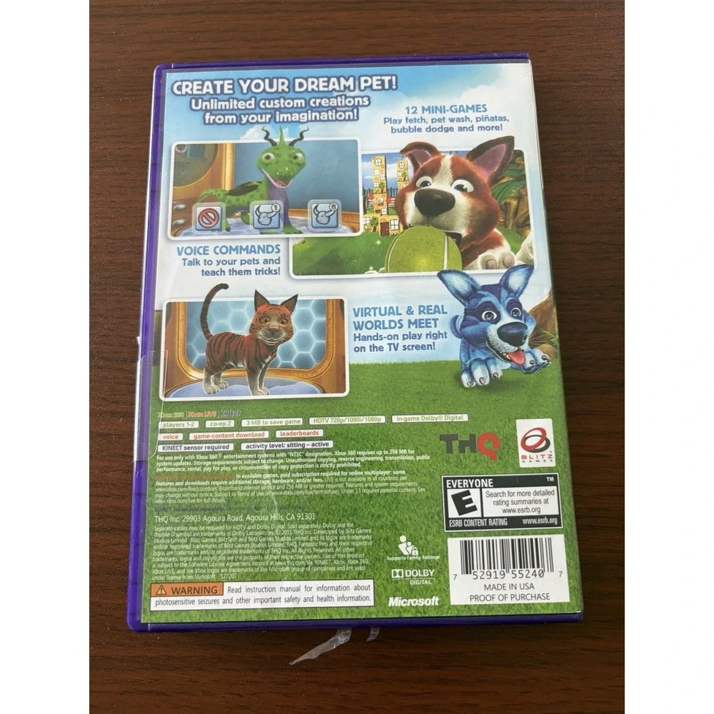 Fantastic Pets (Kinect)- Xbox 360 Video Game With Case Disc And Manual